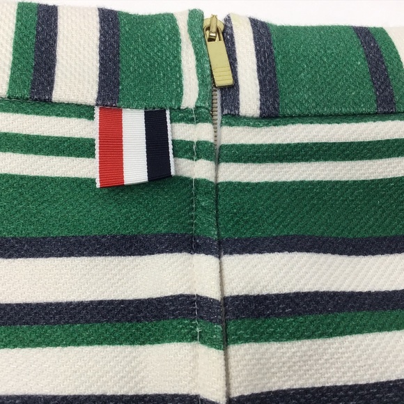 Thom Browne Angled-Hem Pique Striped Pencil Skirt - Picture 9 of 15